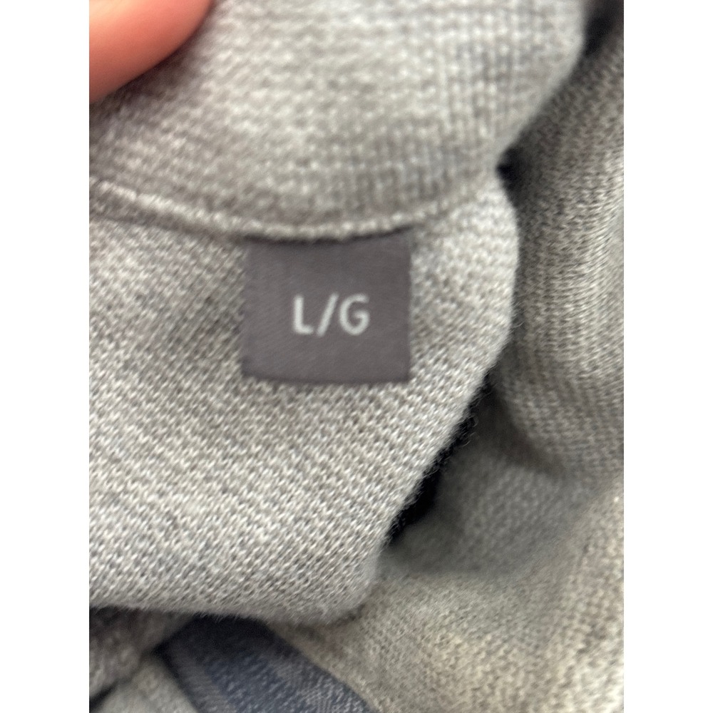 Straight Down Mens Gray Quilted Front 1/4 Zip Pullover Golf Sweater 100% Cotton - Picture 9 of 9